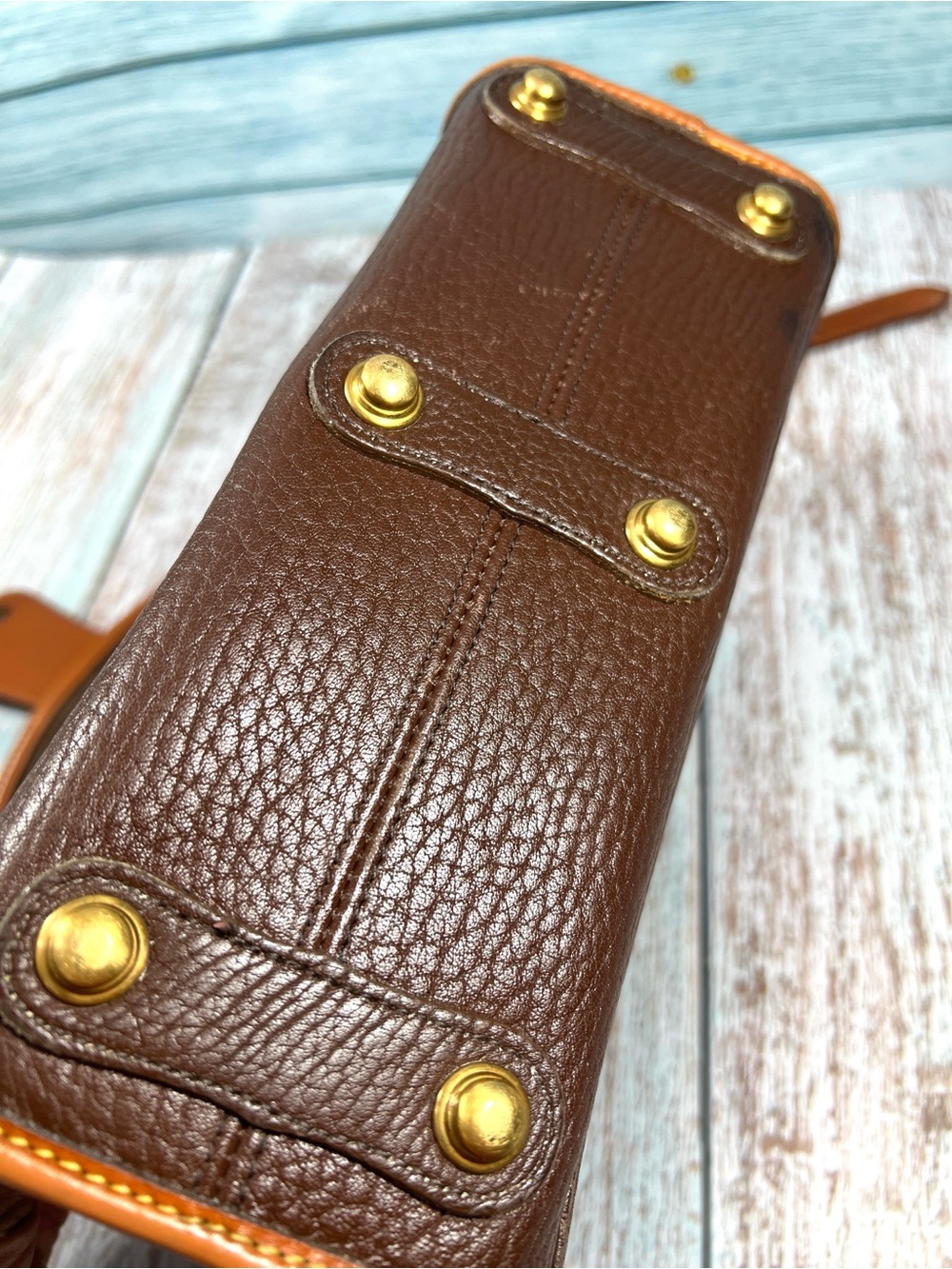 🦆 DOONEY & BOURKE ESSEX AWL PEBBLED BROWN AND BRITISH TAN CROSSBODY VINTAGE - Picture 8 of 16